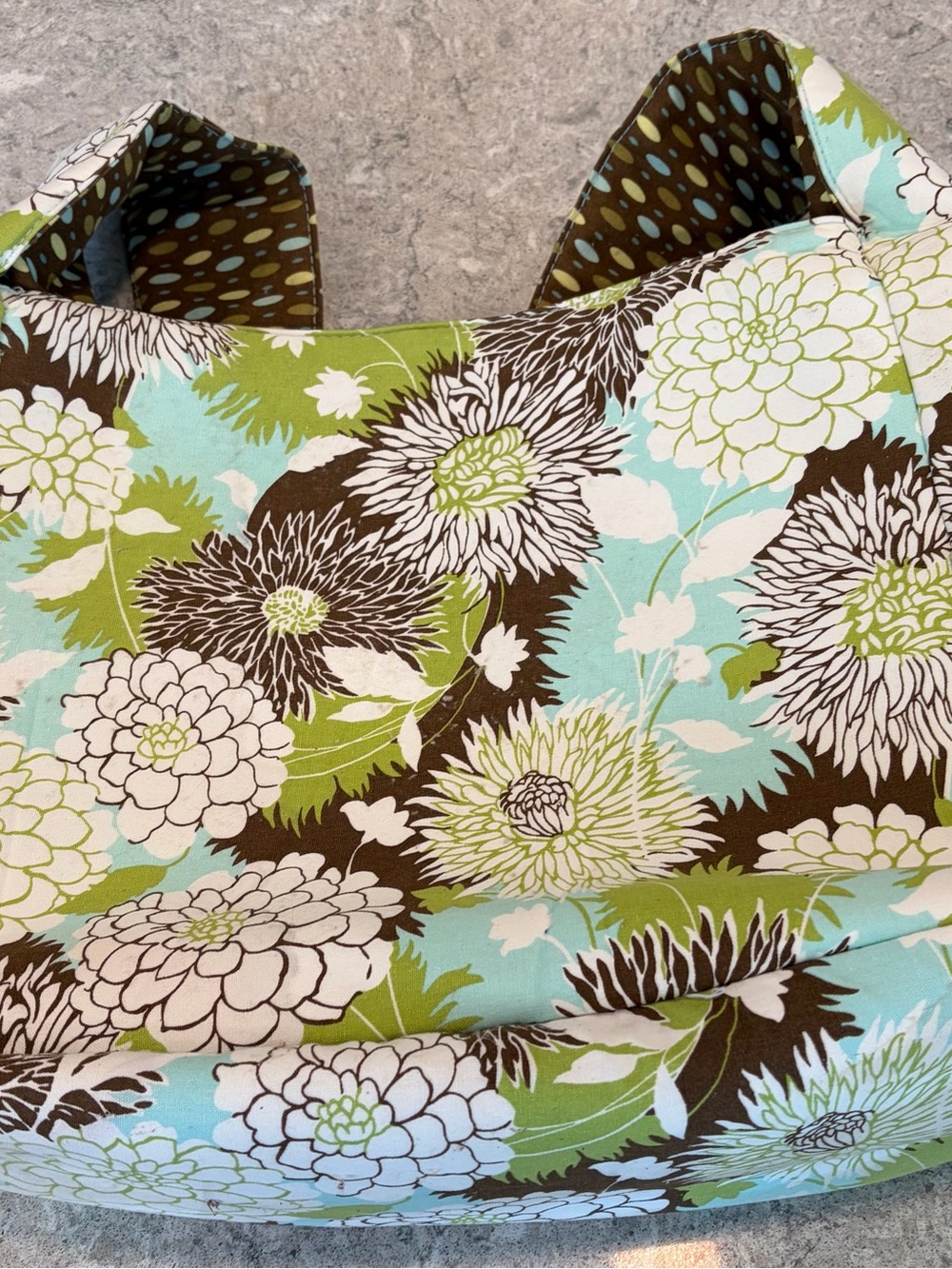K and Company Floral Tote Bag in Aqua, Lime & Brown